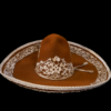 ピアルで飾られた茶色の帽子